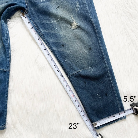 NWOT Wildfox Distressed Slouchy Paint Splatter High Waist Boyfriend Cropped Jean - Picture 9 of 10